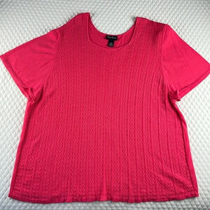 Maggie Barnes Hot Pink Short Sleeve Sweater Top Square Neck Size 4X 30/32